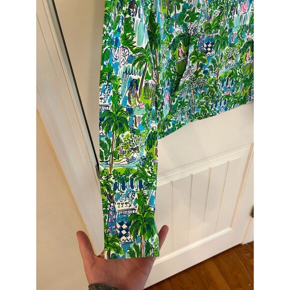 Lilly Pulitzer Jax Long Sleeved Popover Sprout Green Lilly On Holiday Size Small - Picture 4 of 7